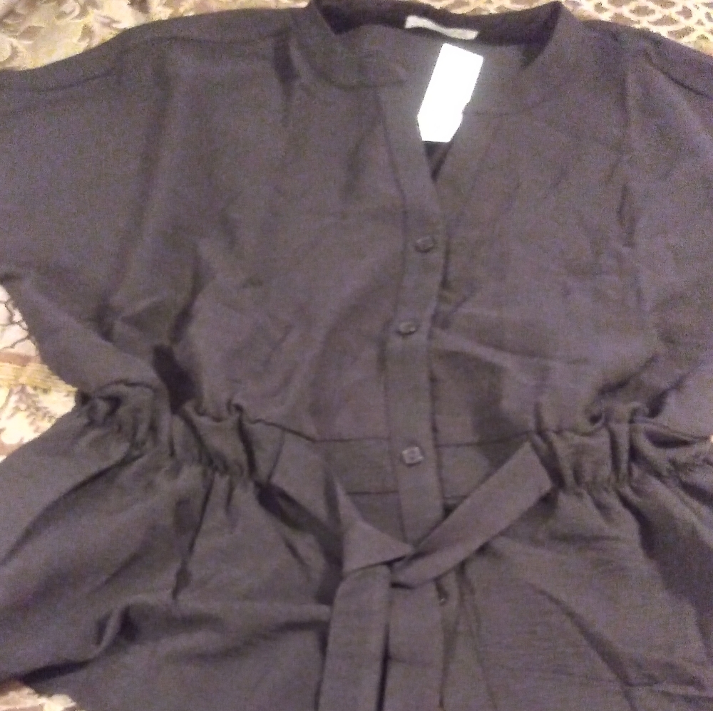 Fashion Nova  black  large Casual wraparound shirt